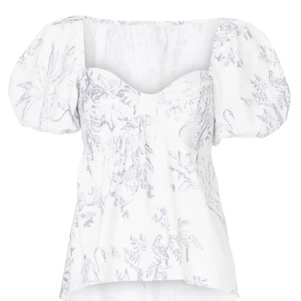 Sachin + Babi Sari Top - White Gray Cap Sleeve Bustier Blouse